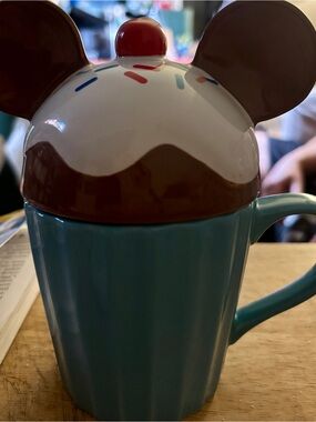 Disney Mickey Ice Cream Sundae Mug with Lid Chocolate Drip Mickey Ears